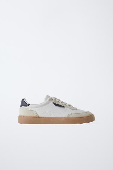Zara CONTRAST DETAIL SNEAKERS - White