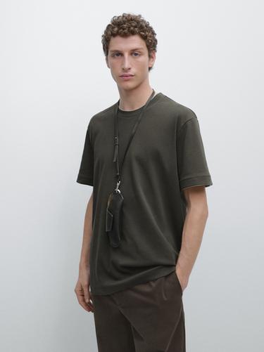 Zara Short sleeve cotton T-shirt - Khaki