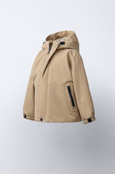 CONTRAST ZIP WATER-REPELLENT PARKA - Light beige by Zara