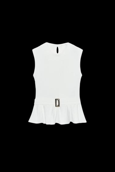 TOP PEPLUM BOUCLÉ HEBILLA - Blanco roto de Zara - Imagen 0