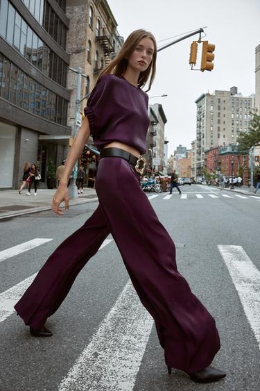 SATIN BALLOON TOP - Aubergine by Zara - Image 2
