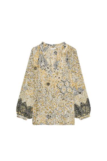 PRINTED BLOUSE WITH METALLIC THREAD