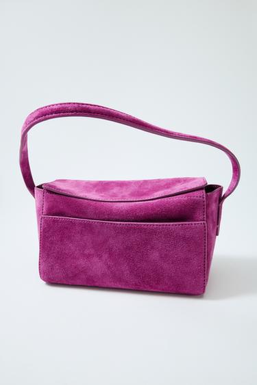 Zara MINI LEATHER HANDBAG - Cherry Red