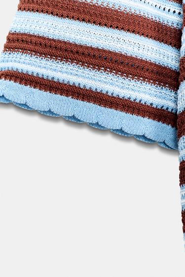 POLO EN MAILLE À RAYURES - Bleu / Blanc de Zara - Image 12