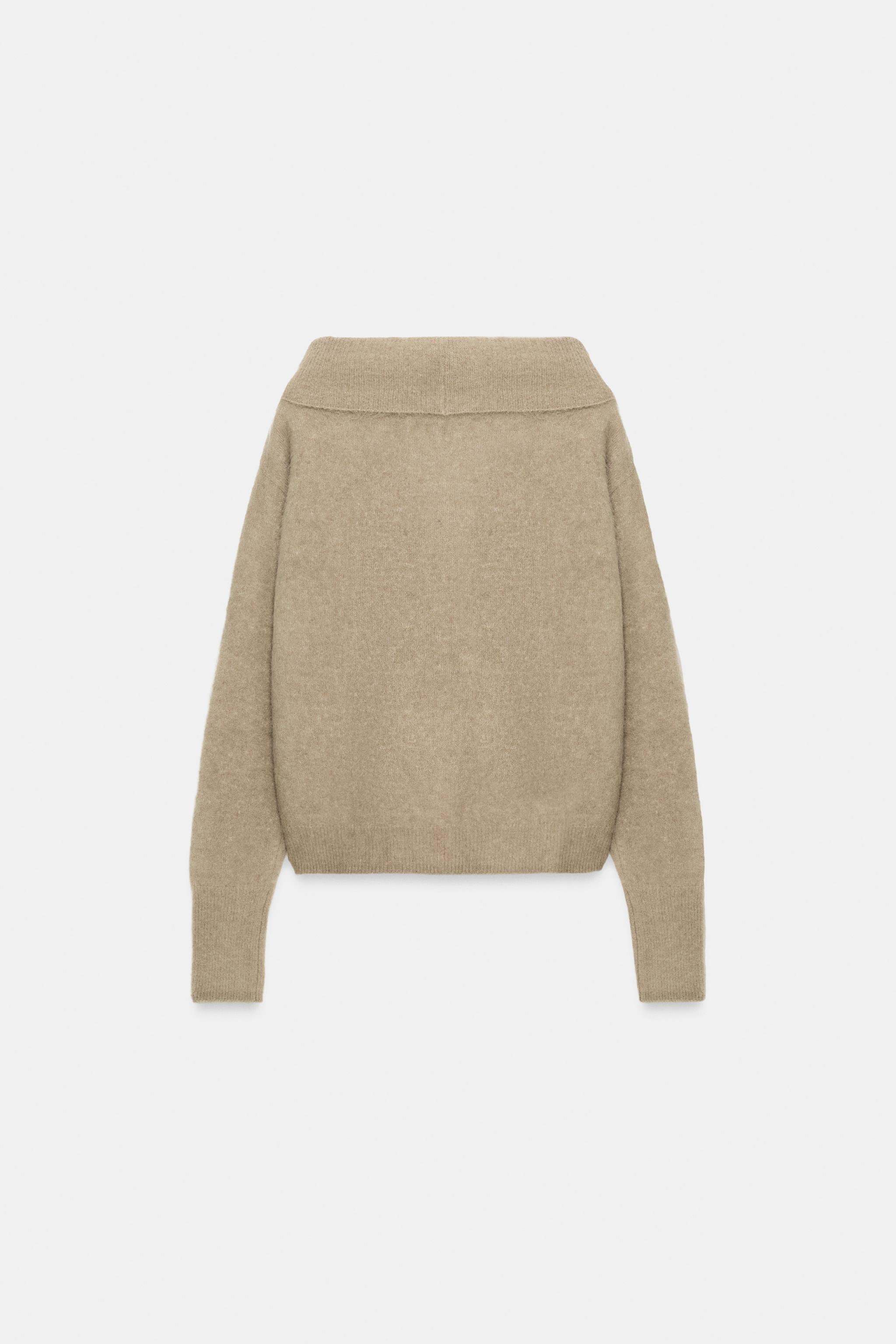 SUÉTER DE TRICÔ COM LÃ OMBROS DE FORA - Vison | ZARA Brasil