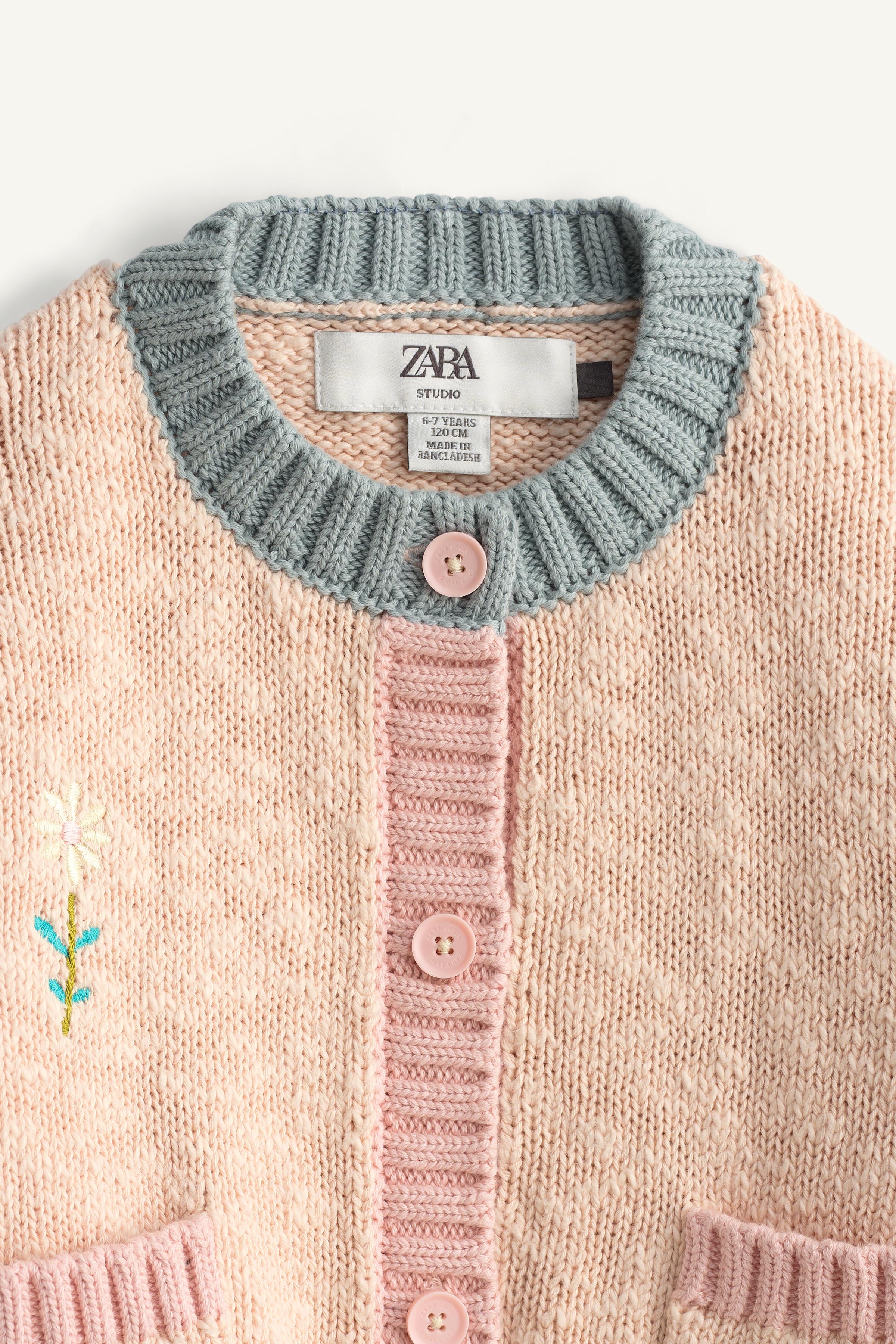 COLOR BLOCK EMBROIDERED FLOWER CARDIGAN LIMITED EDITION - Dark