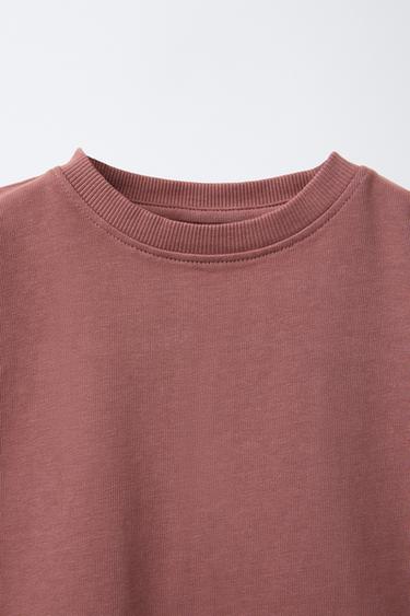 Zara PLAIN WIDE LEG T-SHIRT AND PANTS SET - Eggplant