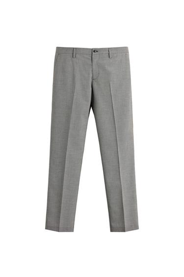 Zara REGULAR FIT HOUNDSTOOTH SUIT PANTS - Black / White
