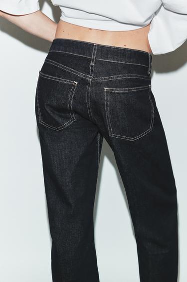 JEAN TRF WIDE LEG COURT TAILLE BASSE - Bleu marine foncé de Zara - Image 5