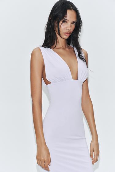 MIDI DRESS WITH LACES - Lilac by Zara - Image 1