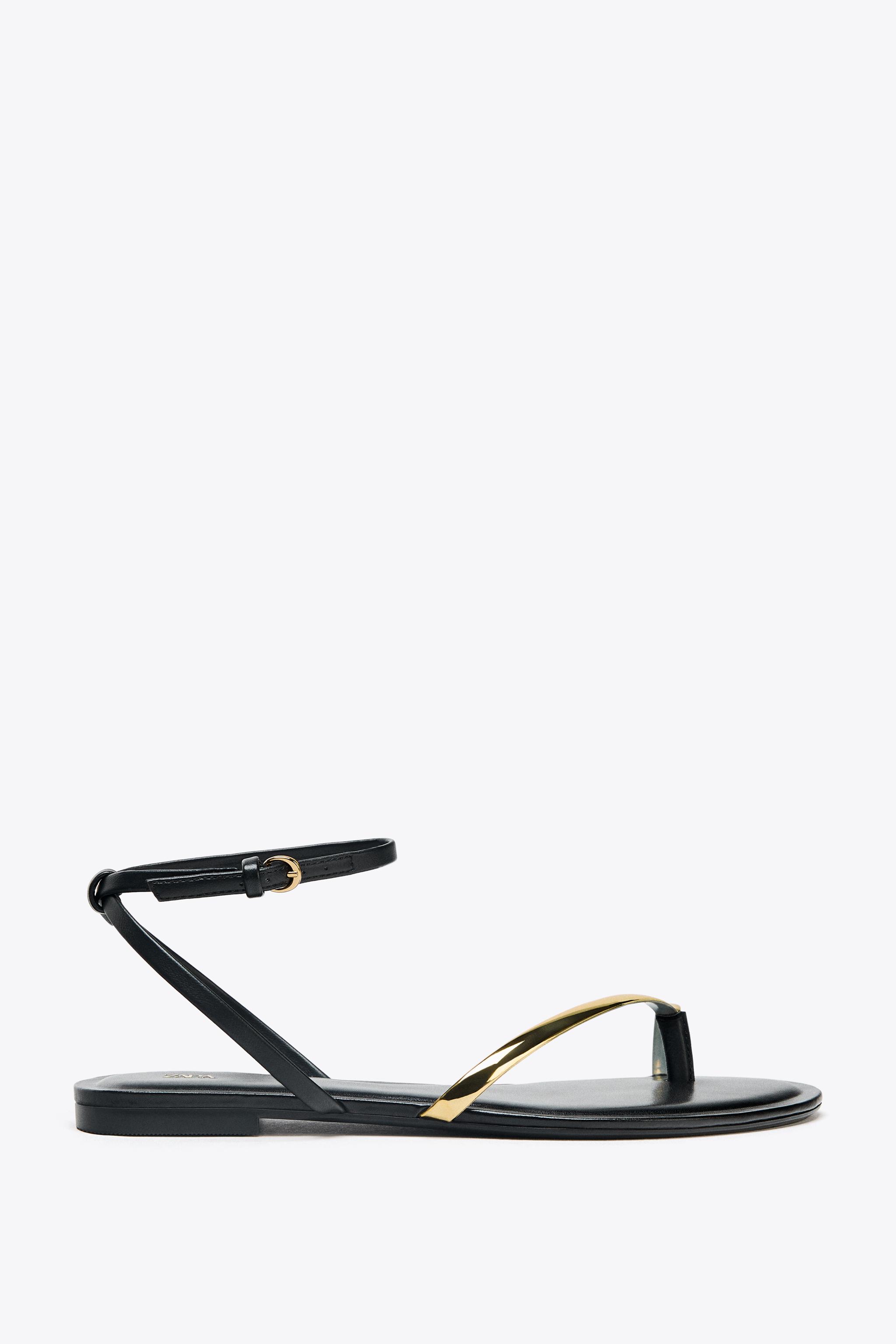 【ZARA】ディテールフラットサンダル | 1620/610/800 FLAT SANDALS WITH DETAIL - Black | ZARA United States