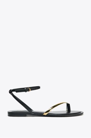 SANDALIA PLANA DETALLES - Negro de Zara - Imagen 0