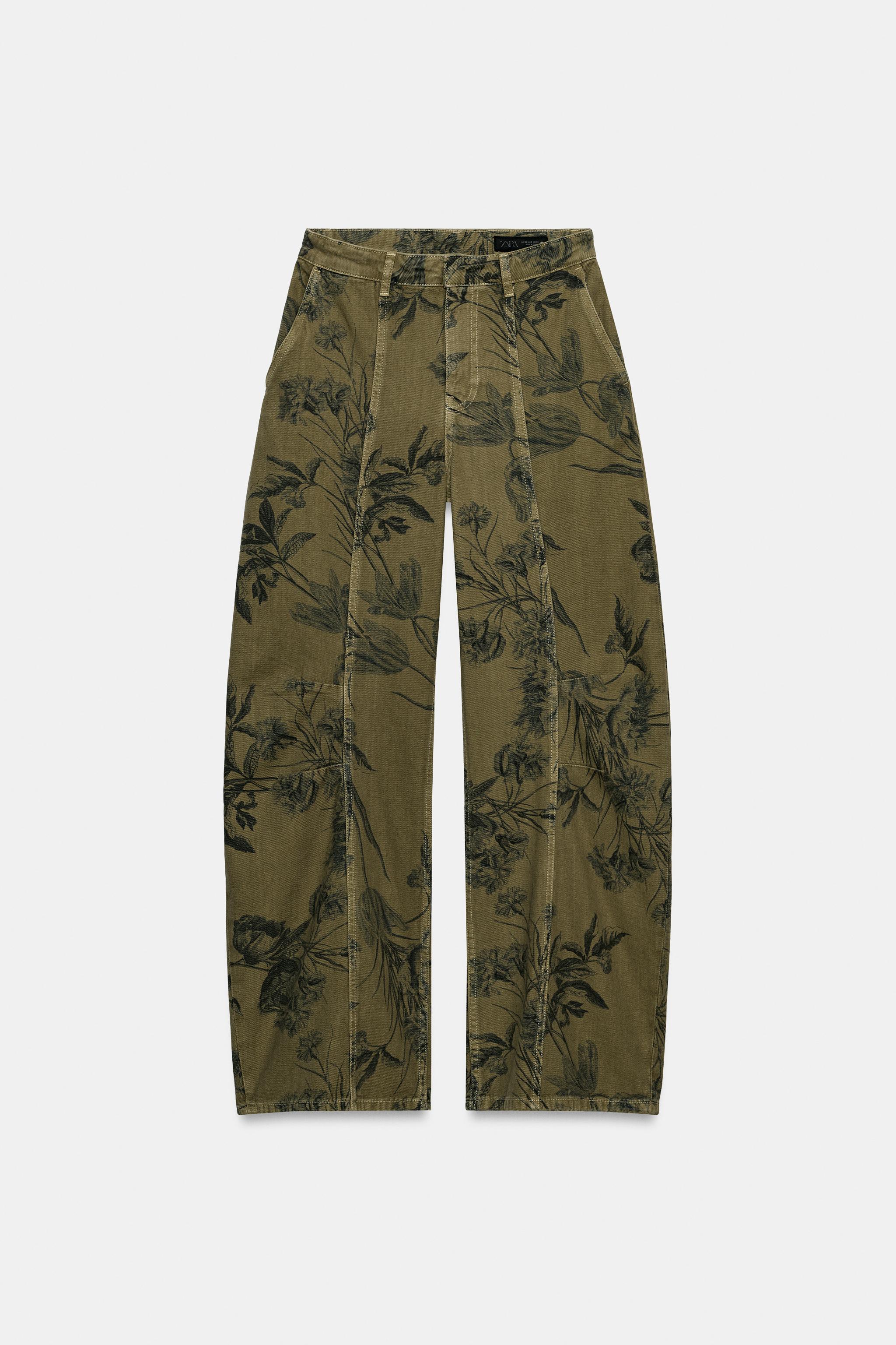 JEAN ZW COLLECTION BARREL TAILLE BASSE À FLEURS