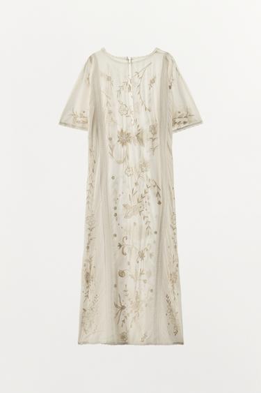 ROBE BRODERIES FANTAISIE ÉDITION LIMITÉE - Blanc cassé de Zara - Image 4