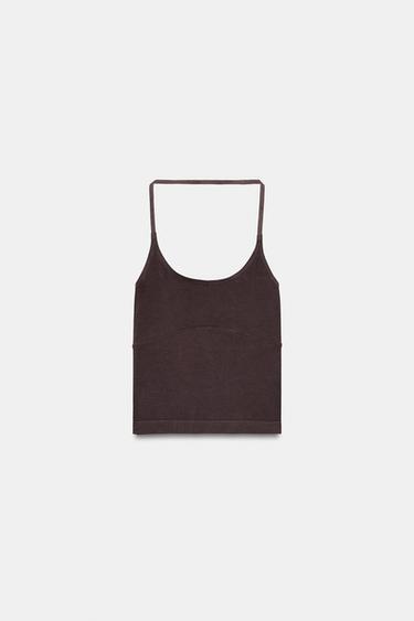 SEAMLESS HALTER TOP - Chocolate by Zara