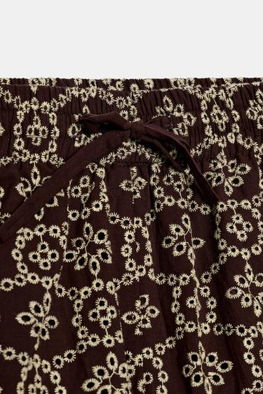 EMBROIDERED DIE-CUT BERMUDA SHORTS - Brown / Ecru by Zara - Image 7