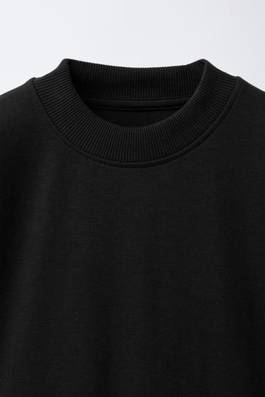 ENSEMBLE SWEAT ET PANTALON EN MOLLETON À JAMBES LARGES UNIE - Noir de Zara - Image 3