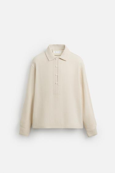 TEXTURED POLO SHIRT - Cream by Zara - Image 8