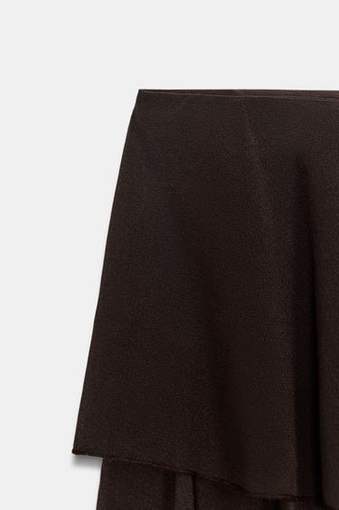 RUFFLED MIDI SKIRT - Dark brown by Zara - Image 7