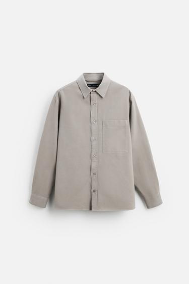 Zara SOFT COTTON SHIRT - Gray
