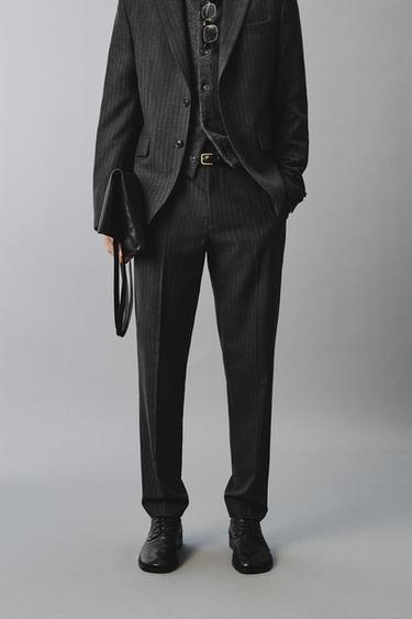 PINSTRIPE SUIT TROUSERS - Anthracite Grey by Zara