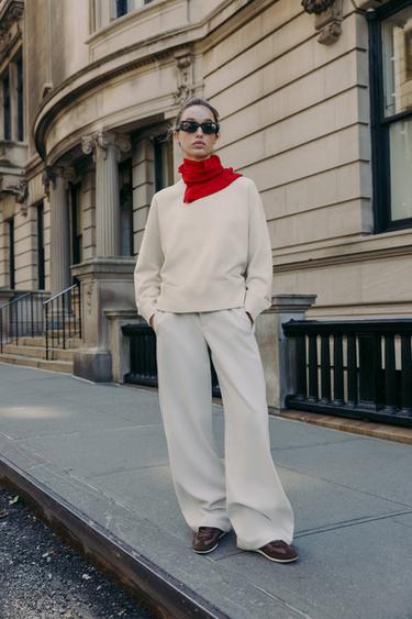 PLAIN KNIT SWEATSHIRT - Ecru by Zara