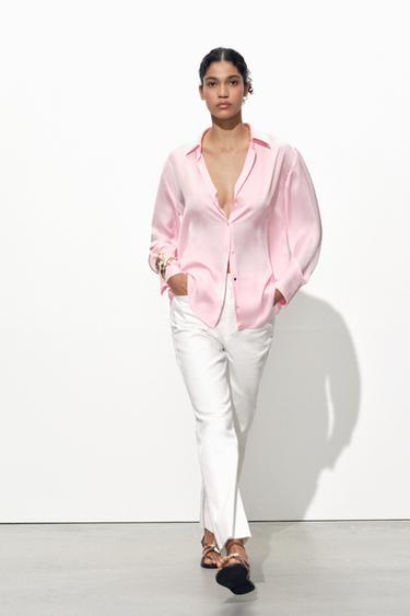 CAMISA BÁSICA SATINADA - Rosa de Zara - Imagen 0