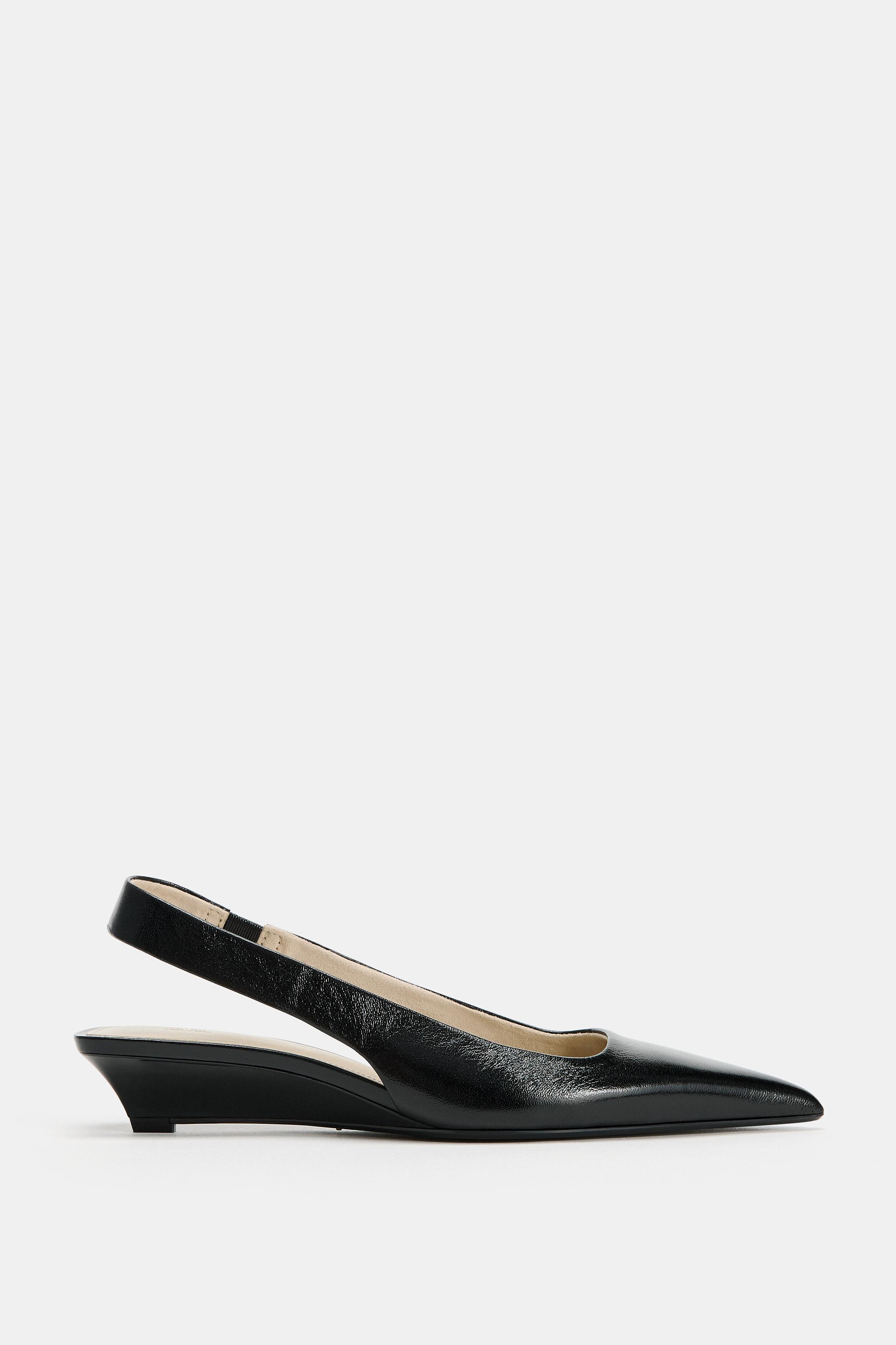 Обувь Zara LEATHER MINI WEDGE SLINGBACKS — фото 3