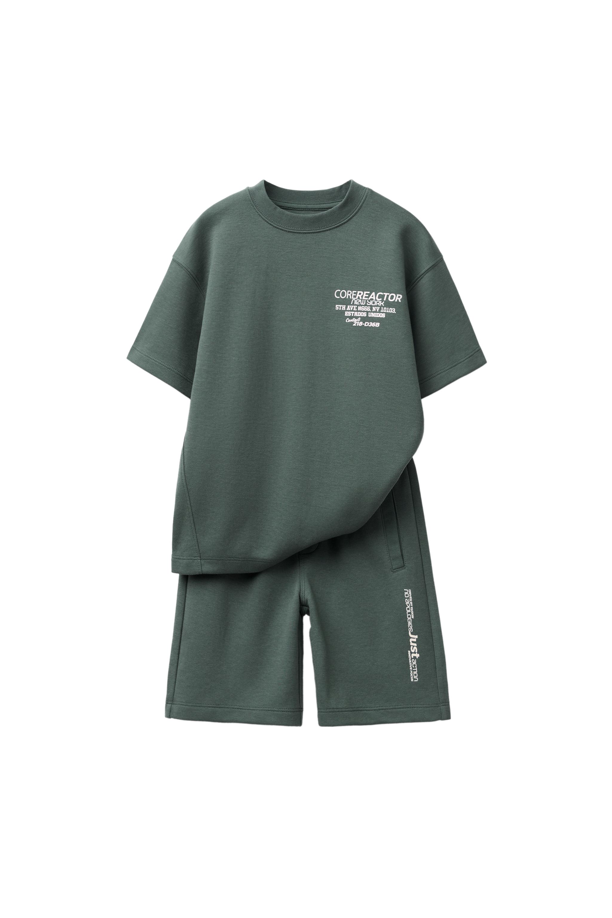 INTERLOCK T-SHIRT AND BERMUDA SHORTS SET - Dark green | ZARA South