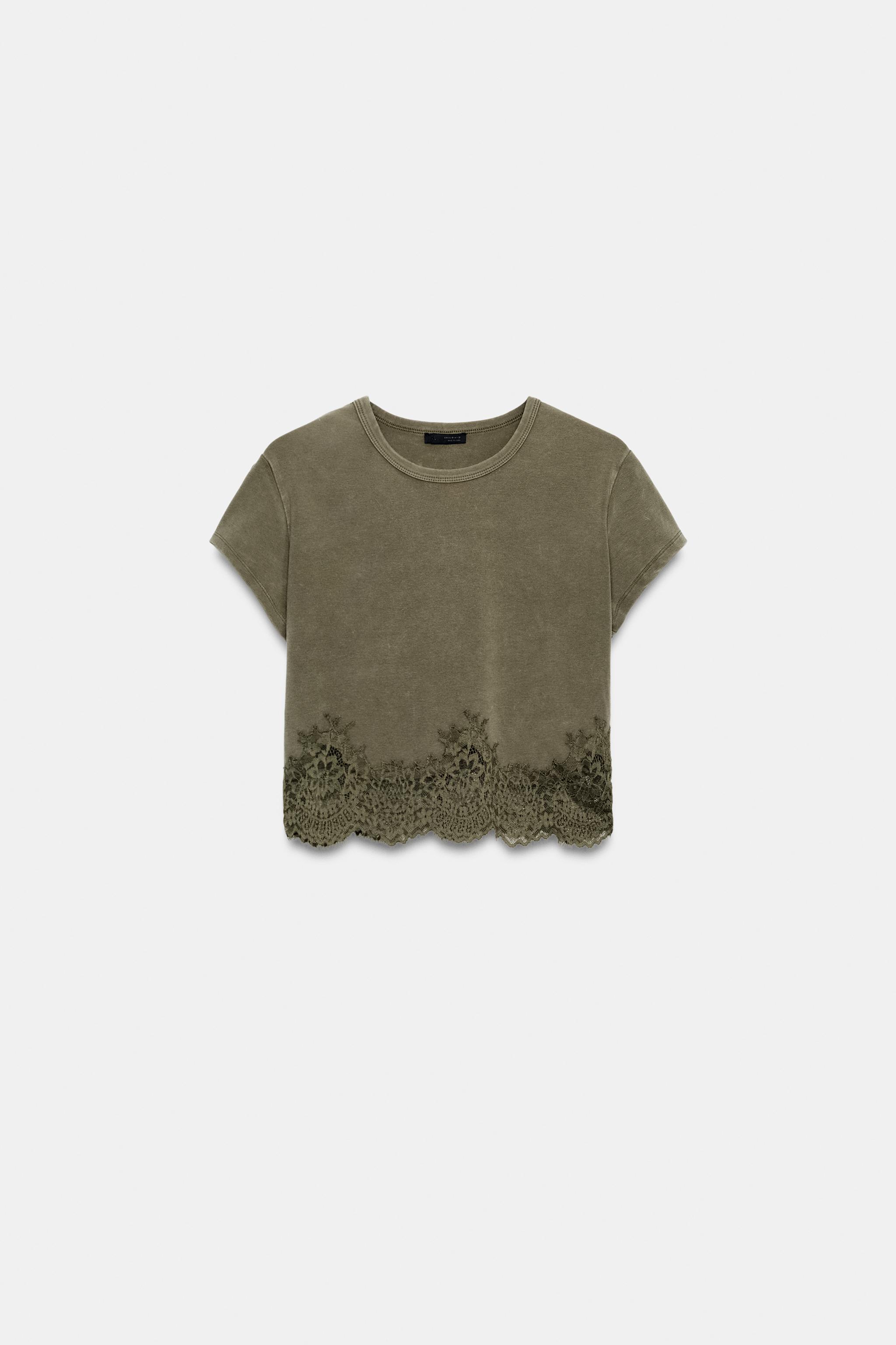 CROPPED LACE T-SHIRT