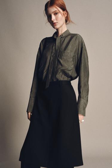 PANTALON DROIT PARÉO ZW COLLECTION - Noir de Zara - Image 5