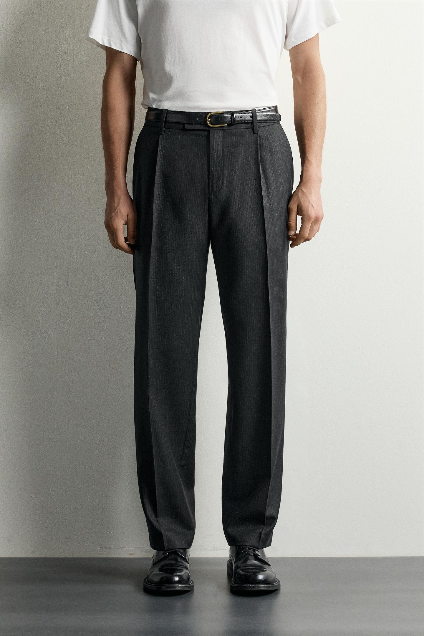 Мужские брюки Zara 100% Wool Manteco® Suit, цвет: Антрацитовый серый — фото 2