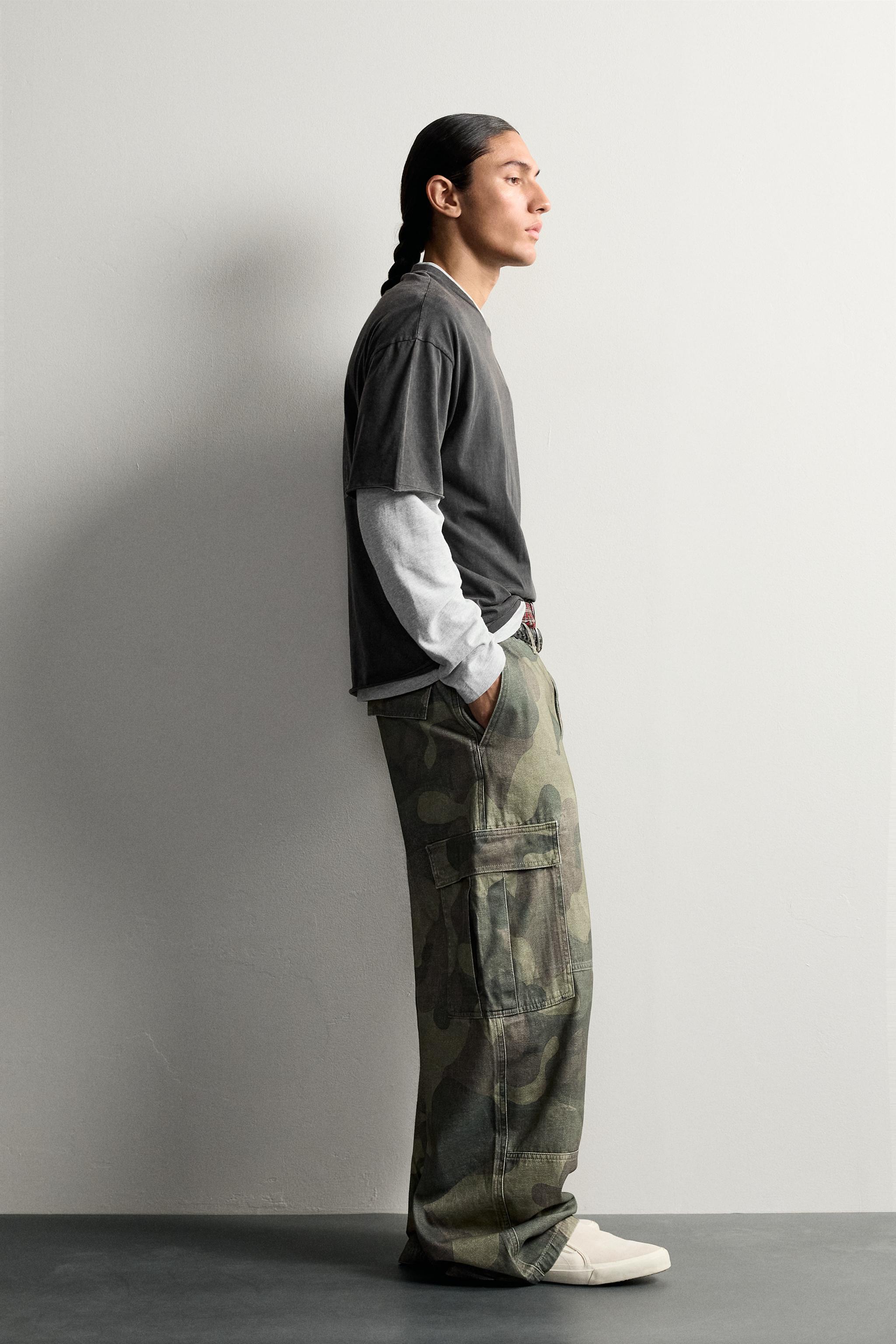 Zara YIKAMA EFEKTİLİ RELAXED FIT BASKILI T-SHIRT görsel 4
