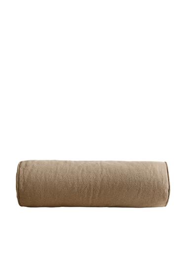 Zara TOPSTITCHED BOLSTER PILLOW - Brown / Taupe