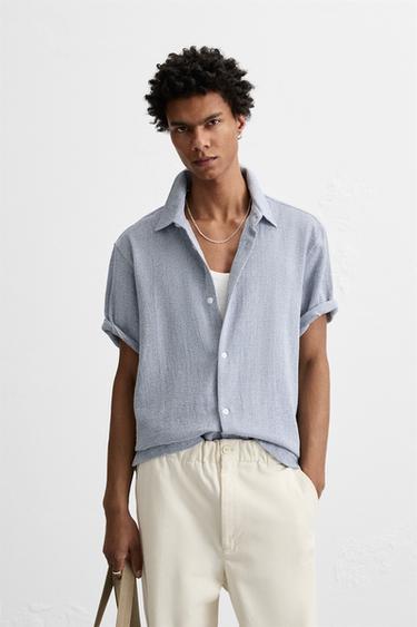CAMISA ESTRUCTURA - Azul de Zara