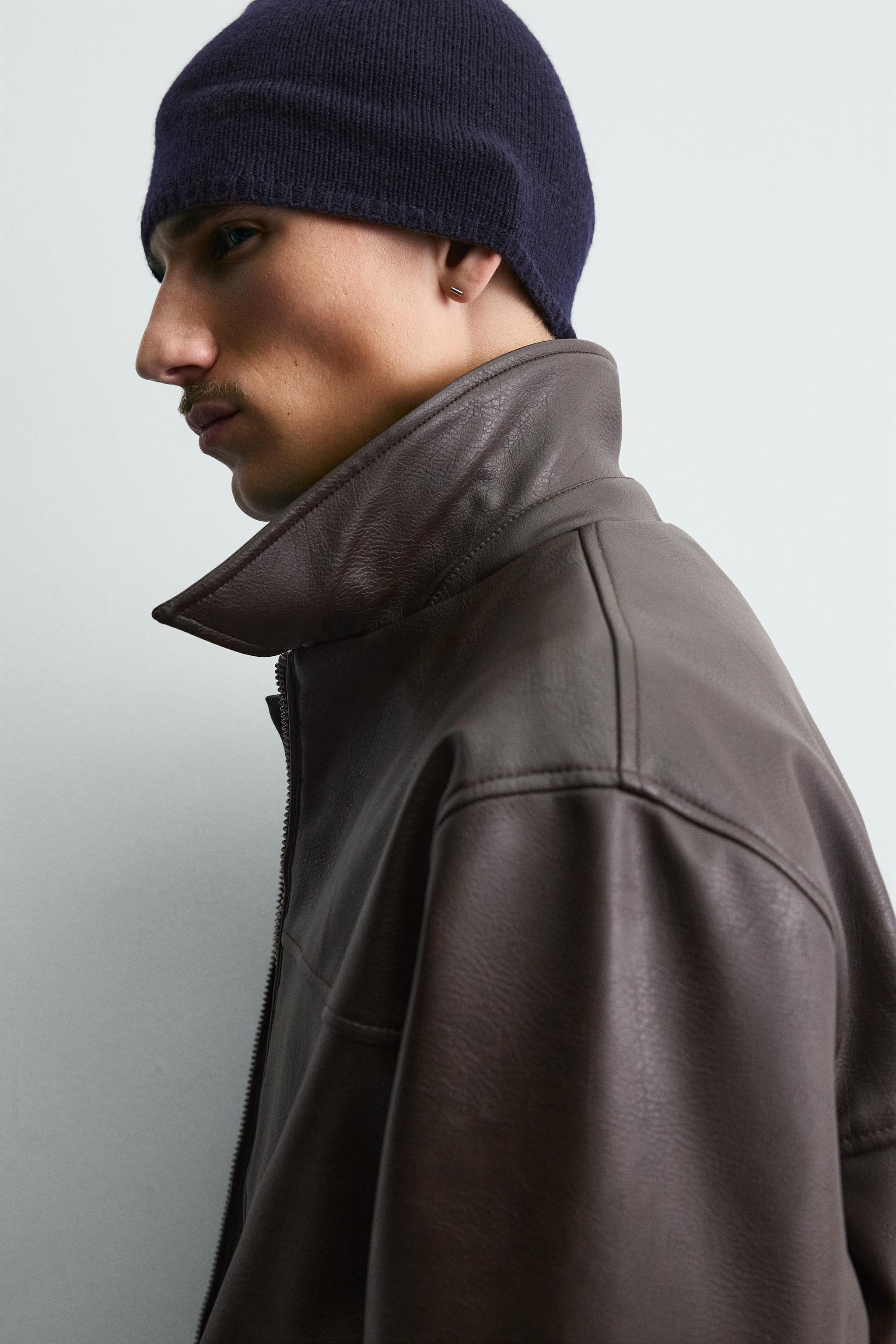 FAUX LEATHER BOMBER JACKET