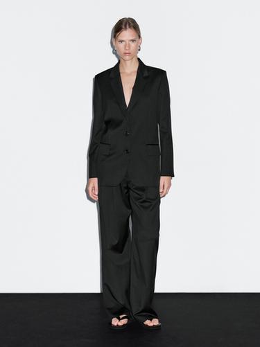 Zara 100% cool wool darted trousers - Black