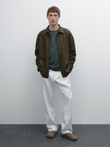 Zara 100% linen overshirt - Green - Image 0