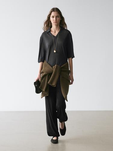 Zara Oversize silk and wool blend knit sweater - Charcoal gray