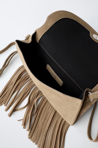 SAC EN CUIR À FRANGES - Marron de Zara - Image 3