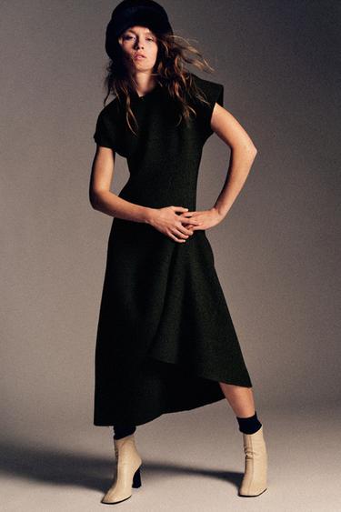 LONG KNIT DRESS - Green marl by Zara