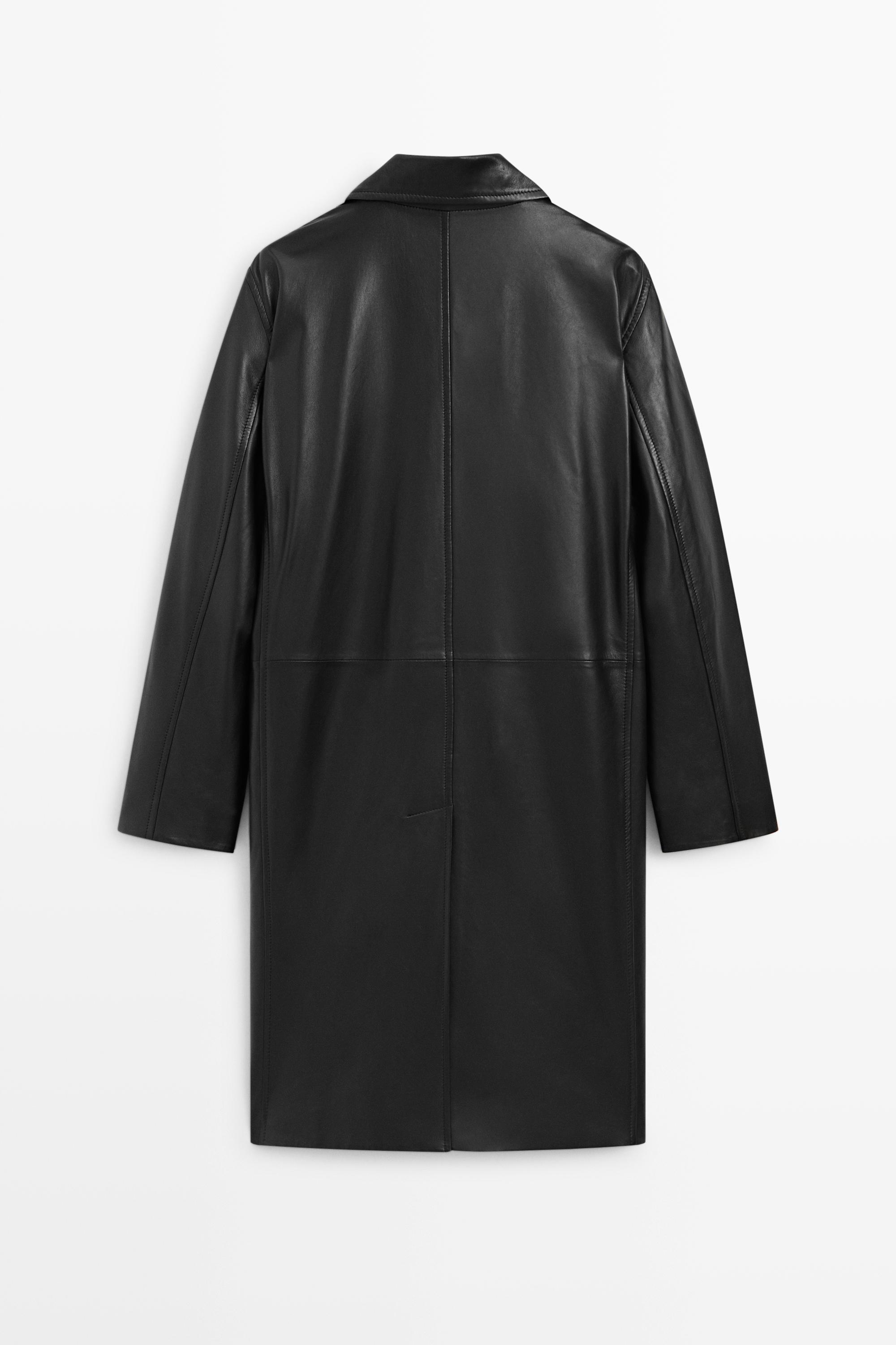 Long nappa leather trench coat