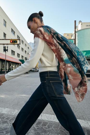 FLORAL PRINT SCARF - Blue by Zara