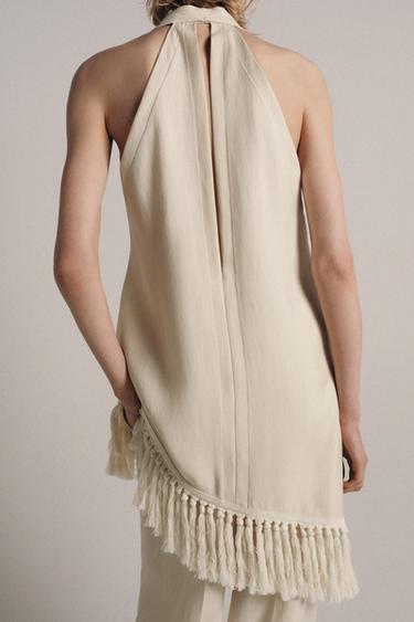 TOP HALTER FRANJAS ZW COLLECTION - Cru-médio da Zara