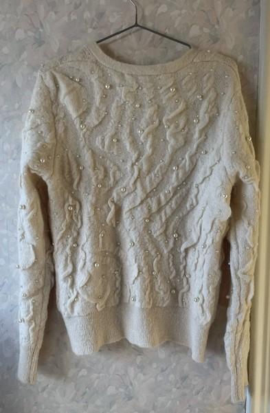 TEXTURED FAUX PEARL BEAD KNIT CARDIGAN - Image 2