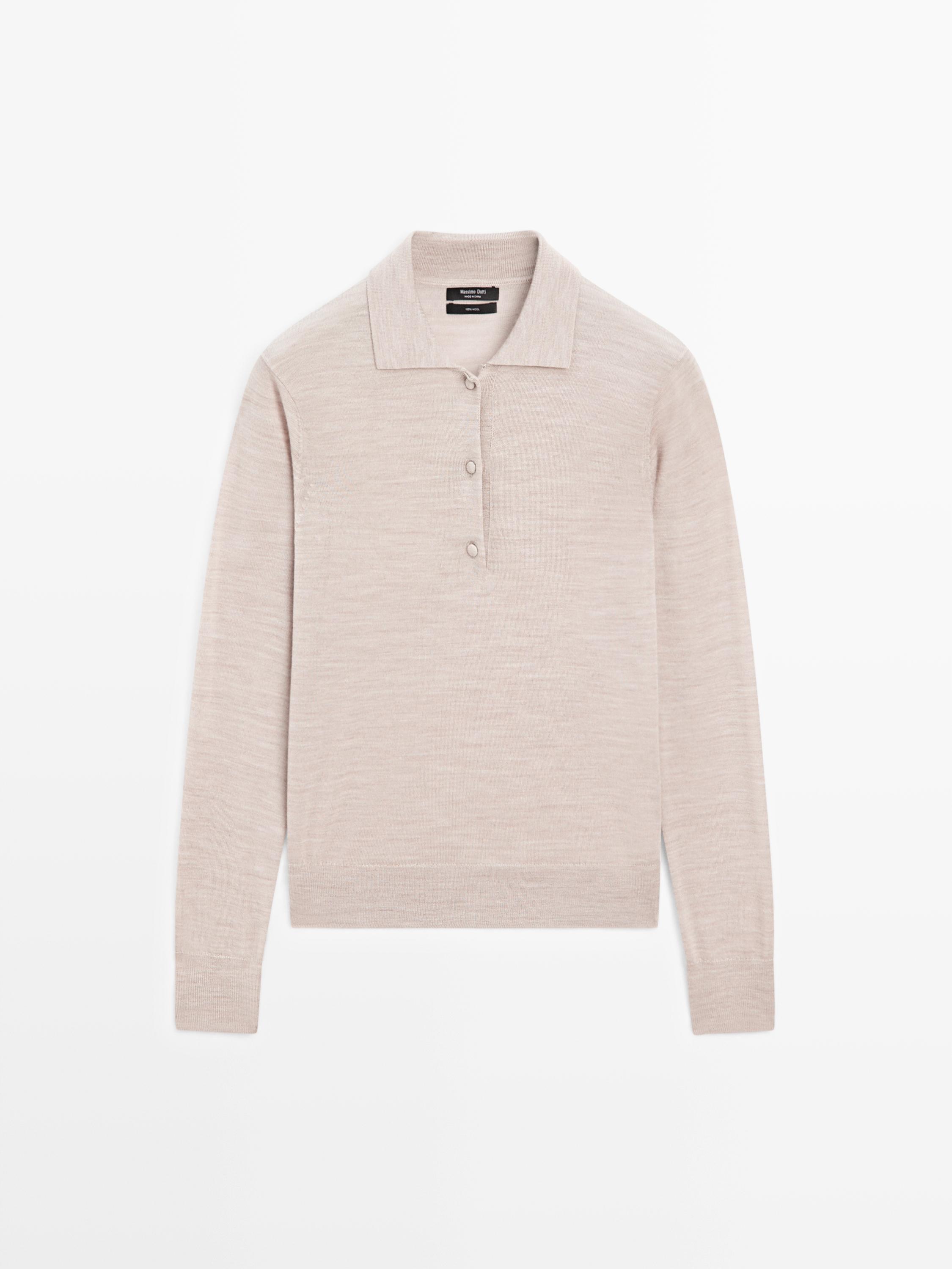 Wool knit polo sweater