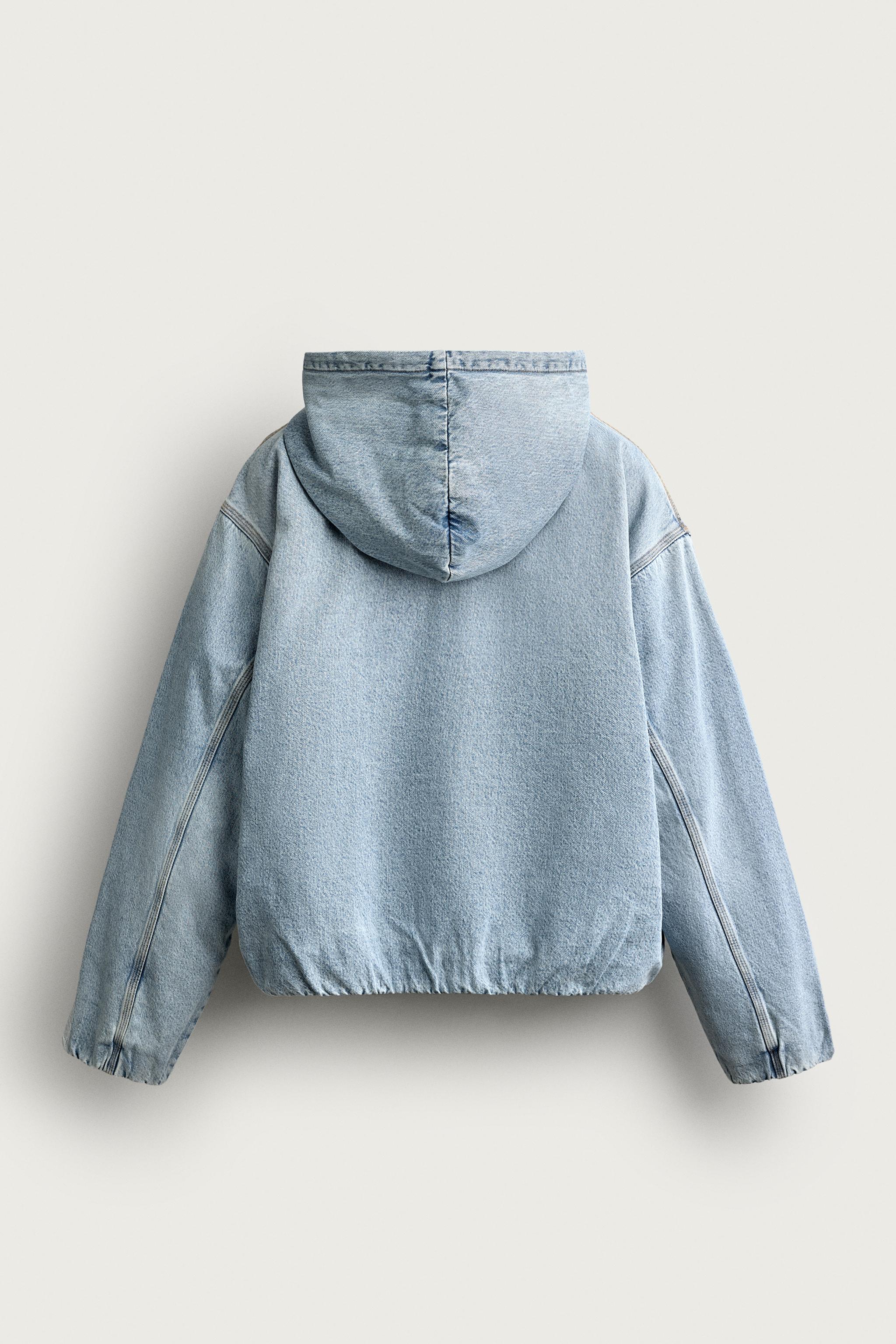 VESTE EN JEAN MATELASSÉE À CAPUCHE