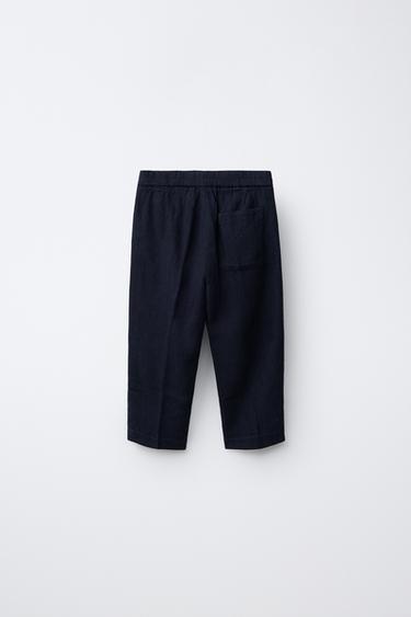 LINEN BLEND SUIT TROUSERS - Navy blue by Zara - Image 1