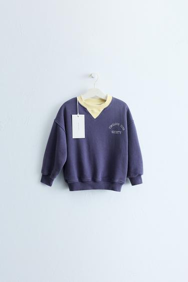 ZARA TIMELESS - SWEAT À INSCRIPTION BRODÉE - Bleu moyen de Zara
