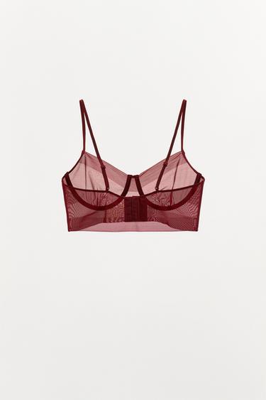 MESH UNDERWIRE BRA - Burgundy by Zara - Image 2